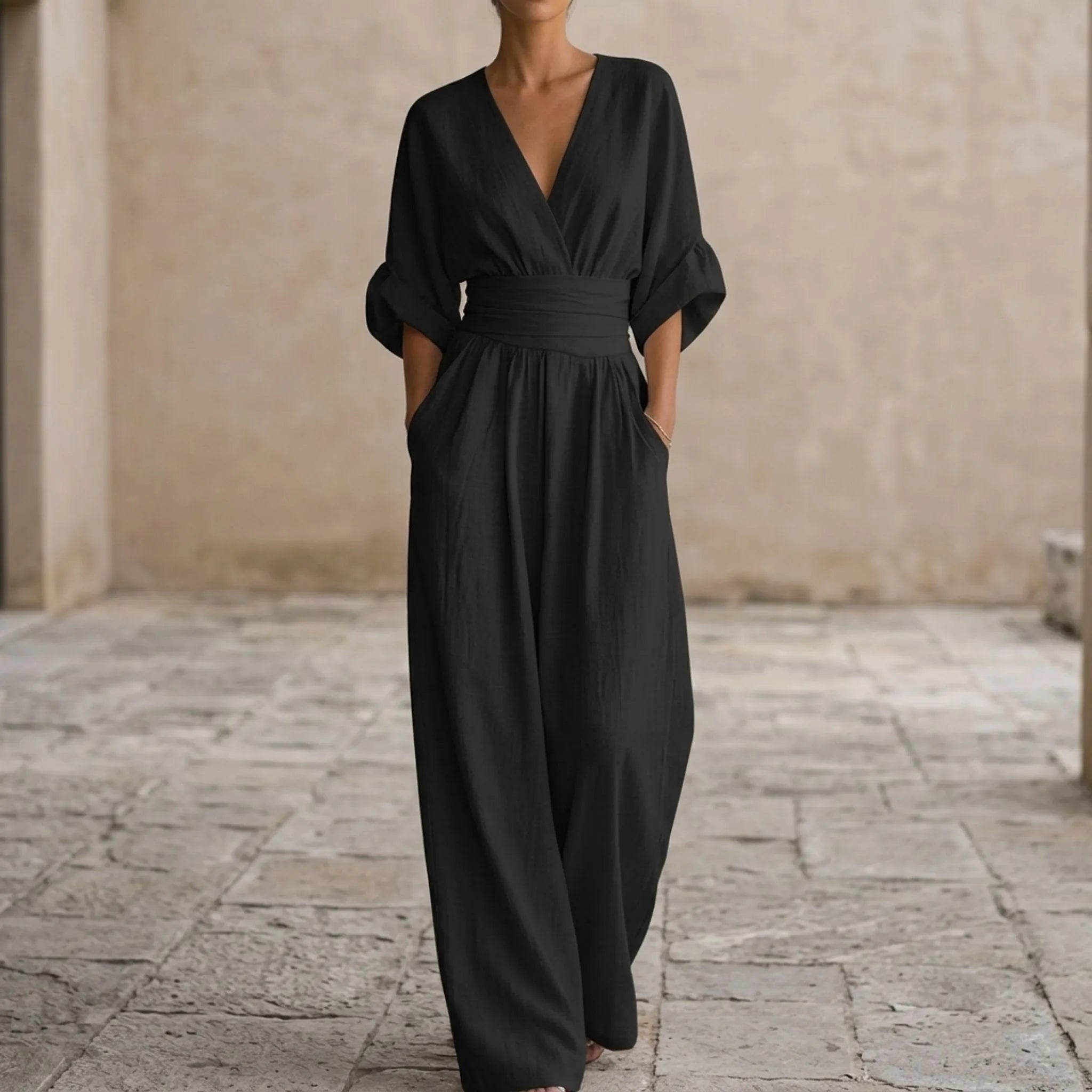 Elegante Jumpsuit Met Wijde Pijpen | Navando