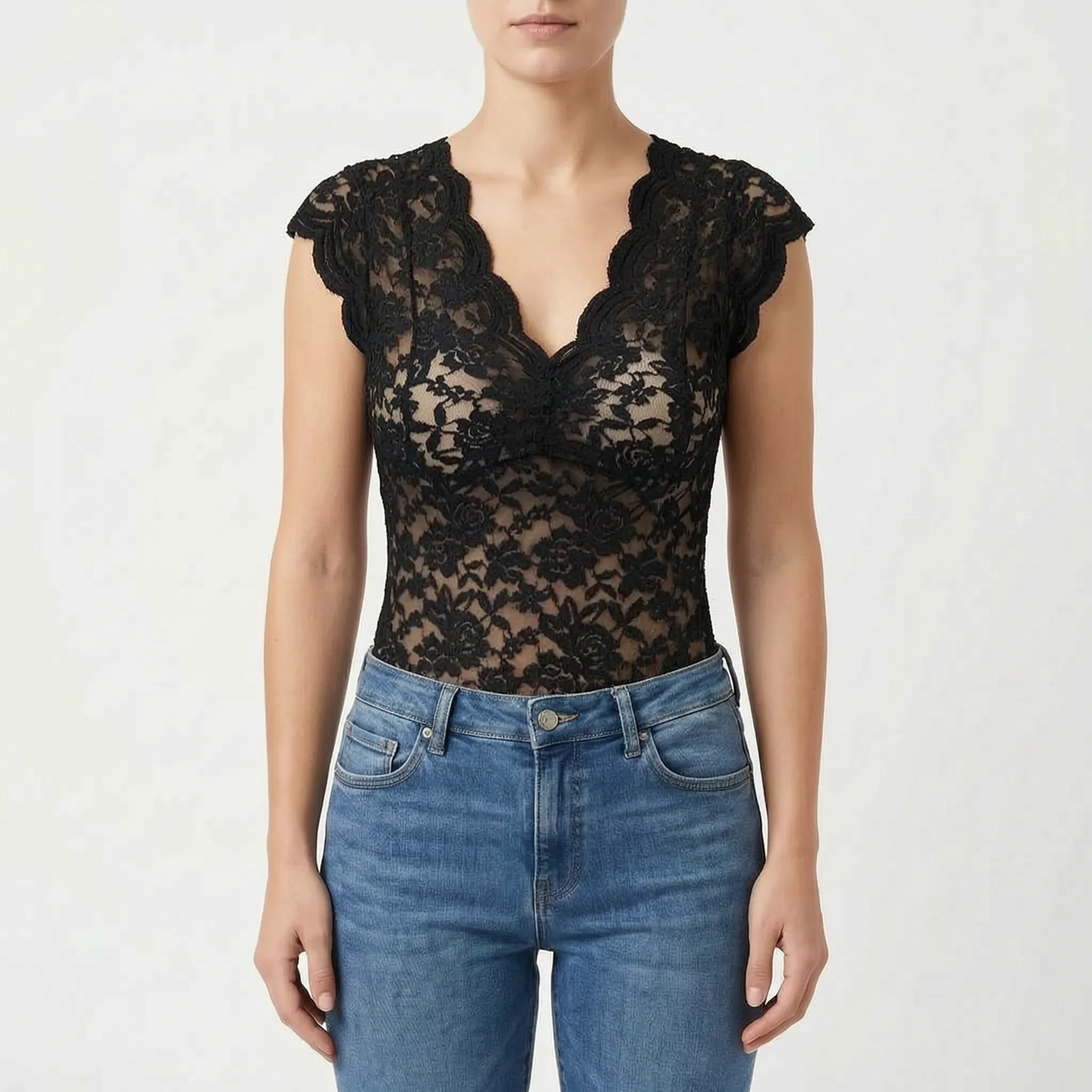Elegante Kanten Top Met Bloemenmotief | Navando