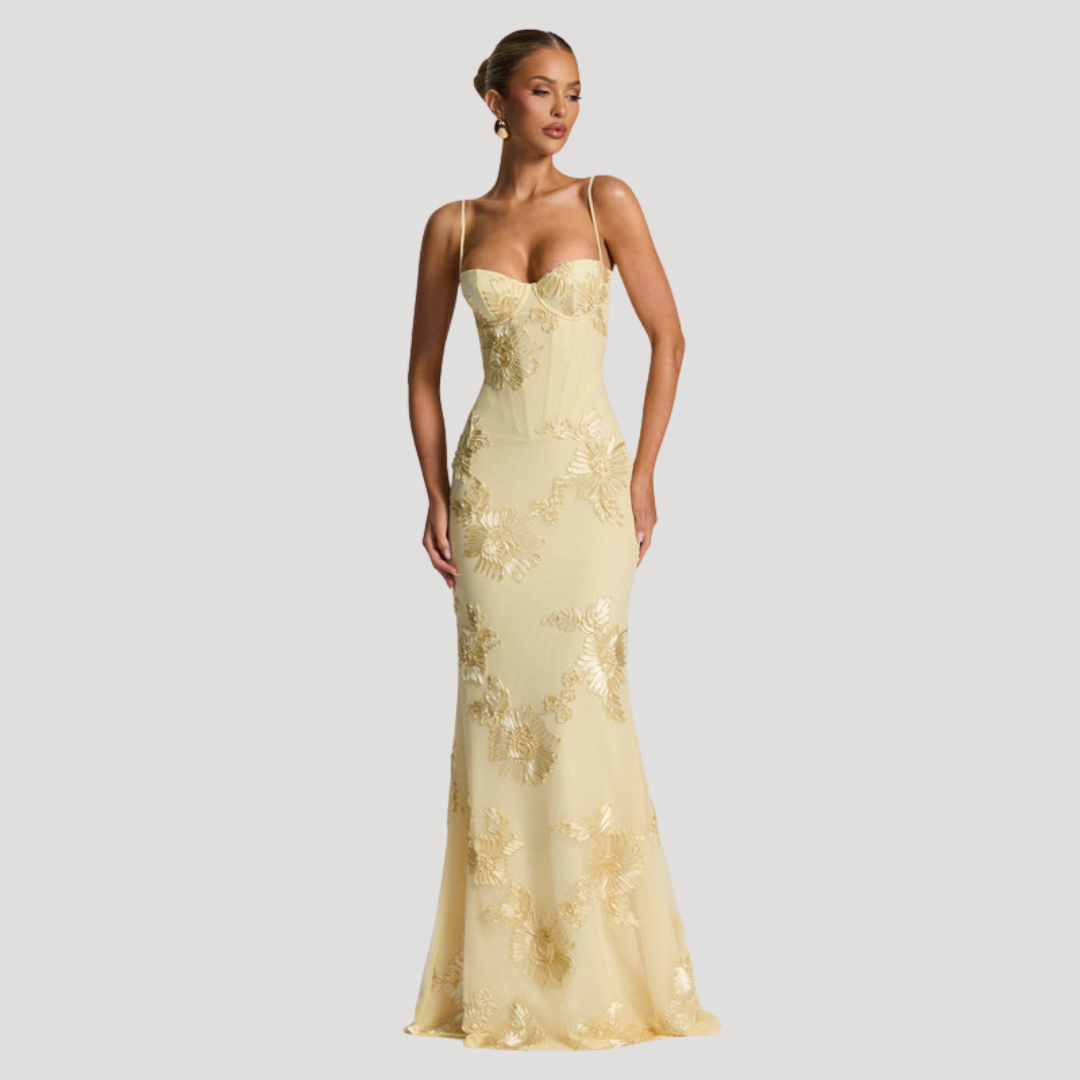 Elegante Maxi-Jurk Met Bloemendetails | Navando