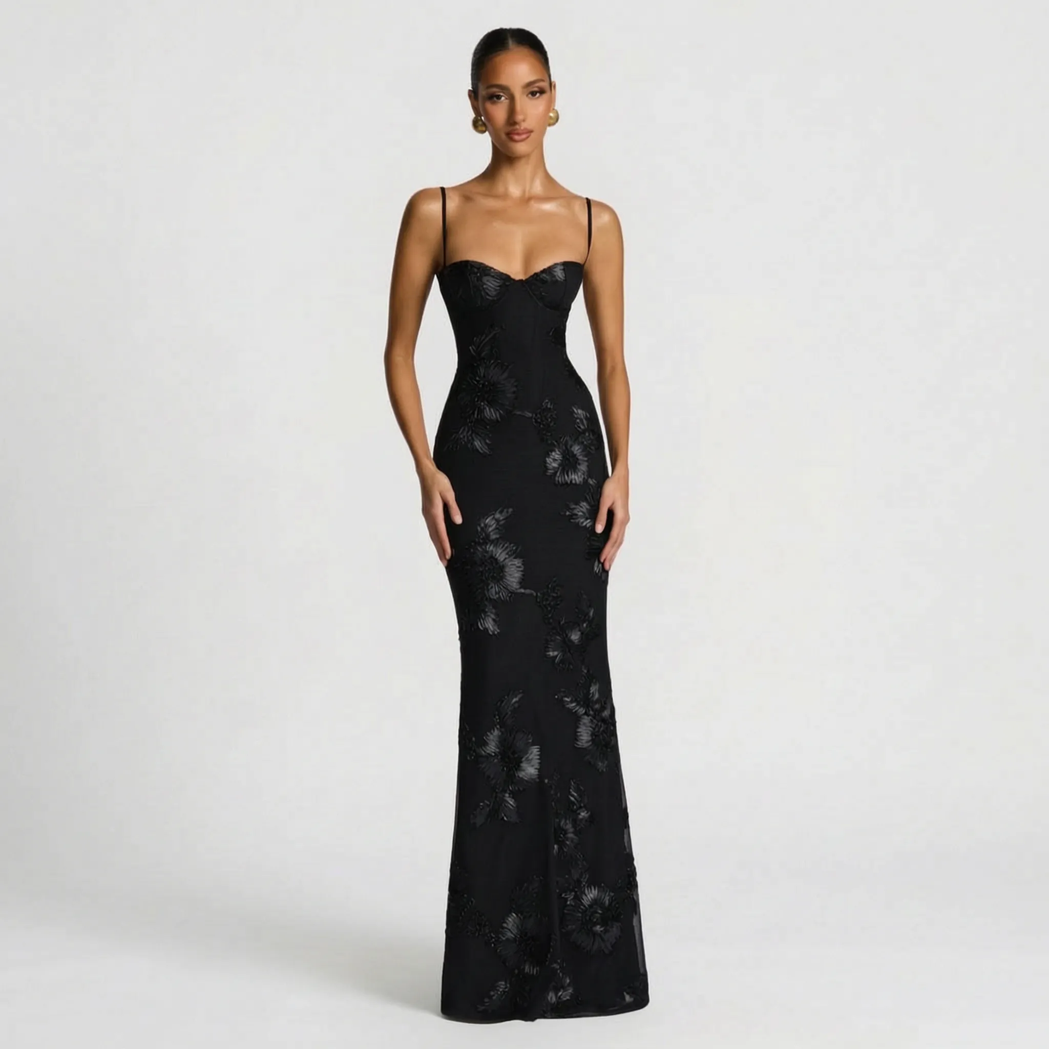 Elegante Maxi-Jurk Met Bloemendetails | Navando