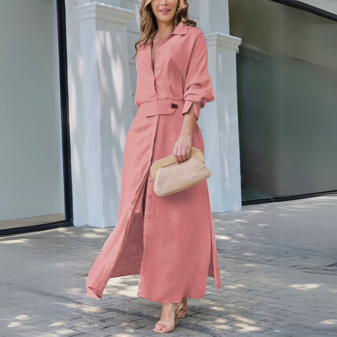 Elegante Maxi Jurk Met V-Hals | Navando