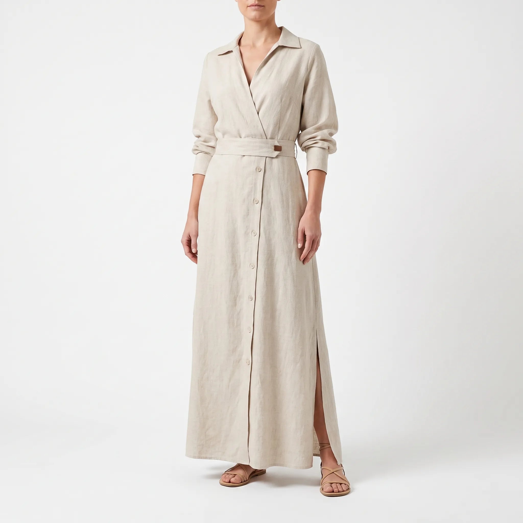 Elegante Maxi Jurk Met V-Hals | Navando