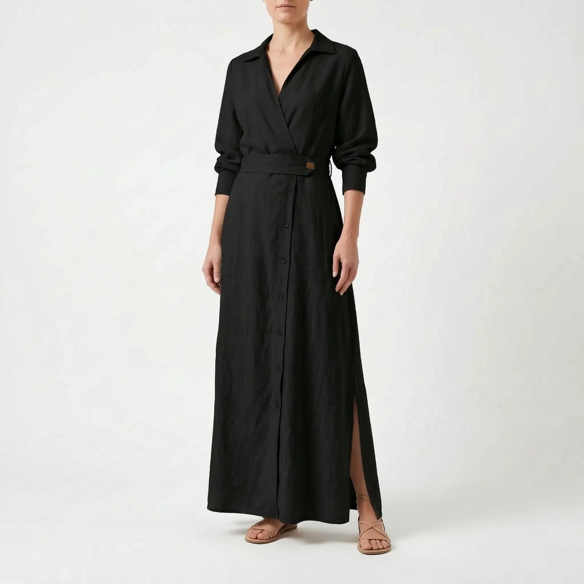 Elegante Maxi Jurk Met V-Hals | Navando