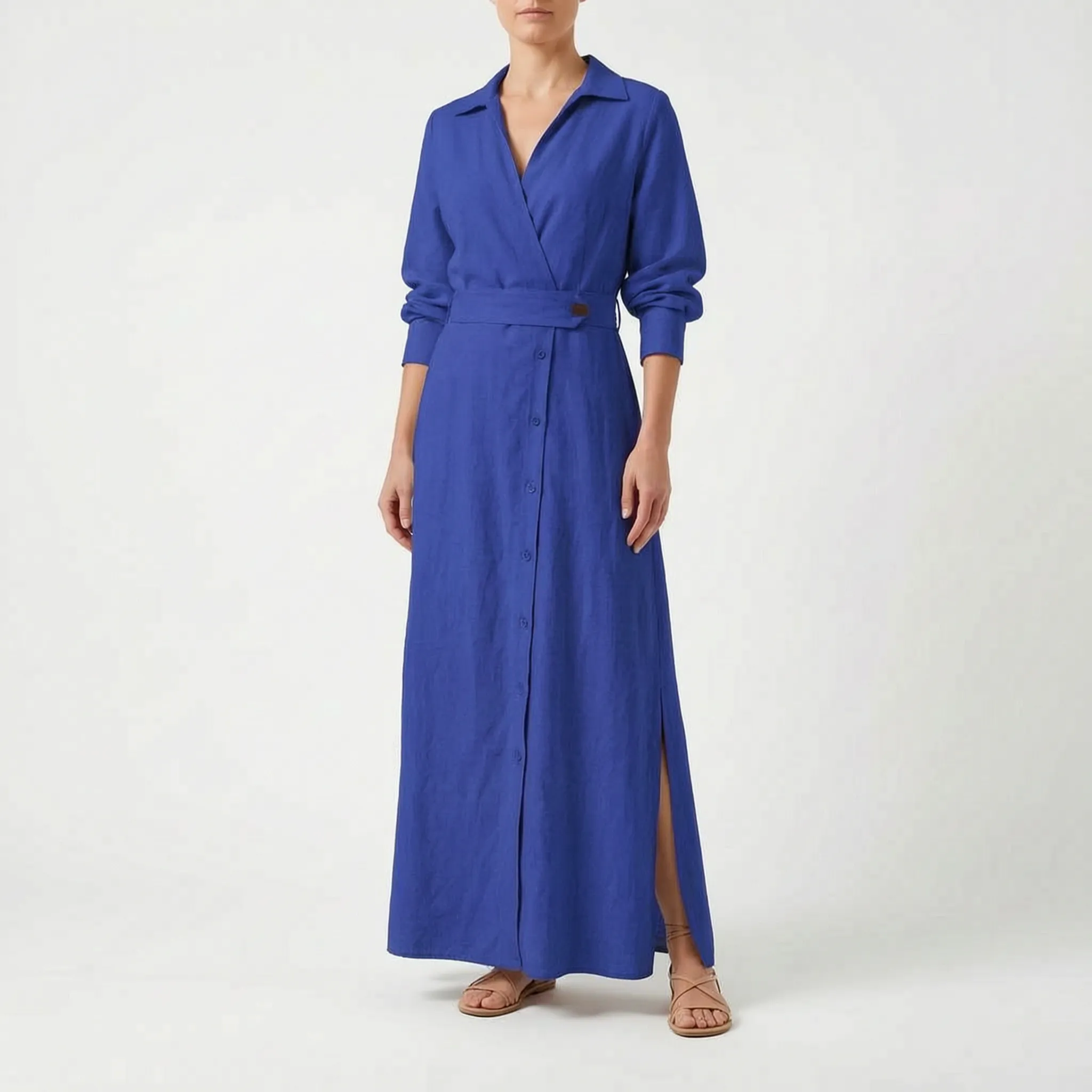 Elegante Maxi Jurk Met V-Hals | Navando