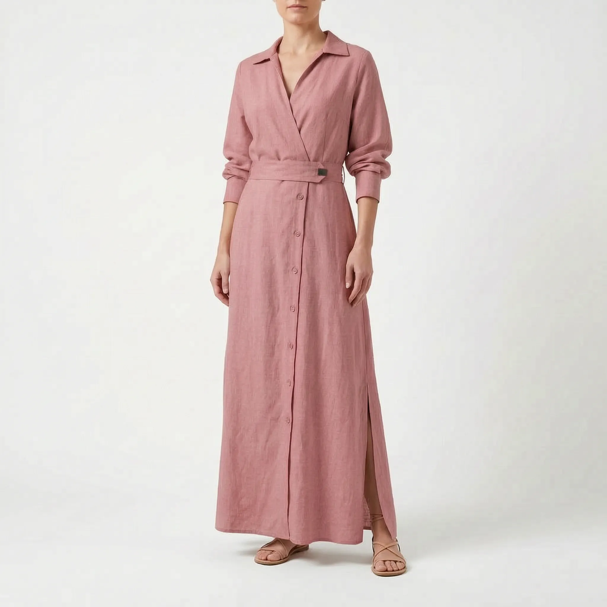 Elegante Maxi Jurk Met V-Hals | Navando