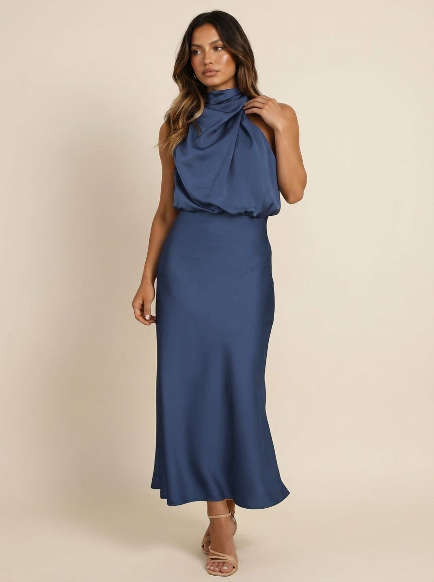 Elegante Midi-Jurk Met Halternek | Navando