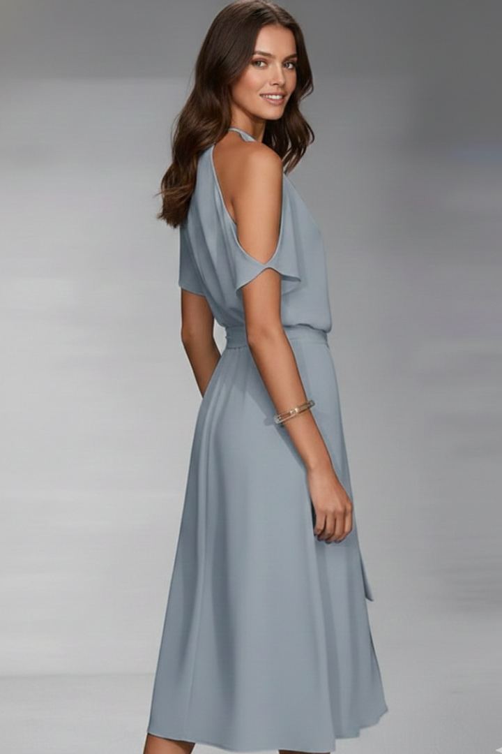 Elegante Midi-Jurk Met Overslagzoom | Navando