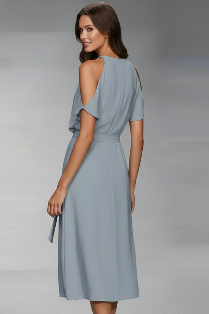 Elegante Midi-Jurk Met Overslagzoom | Navando