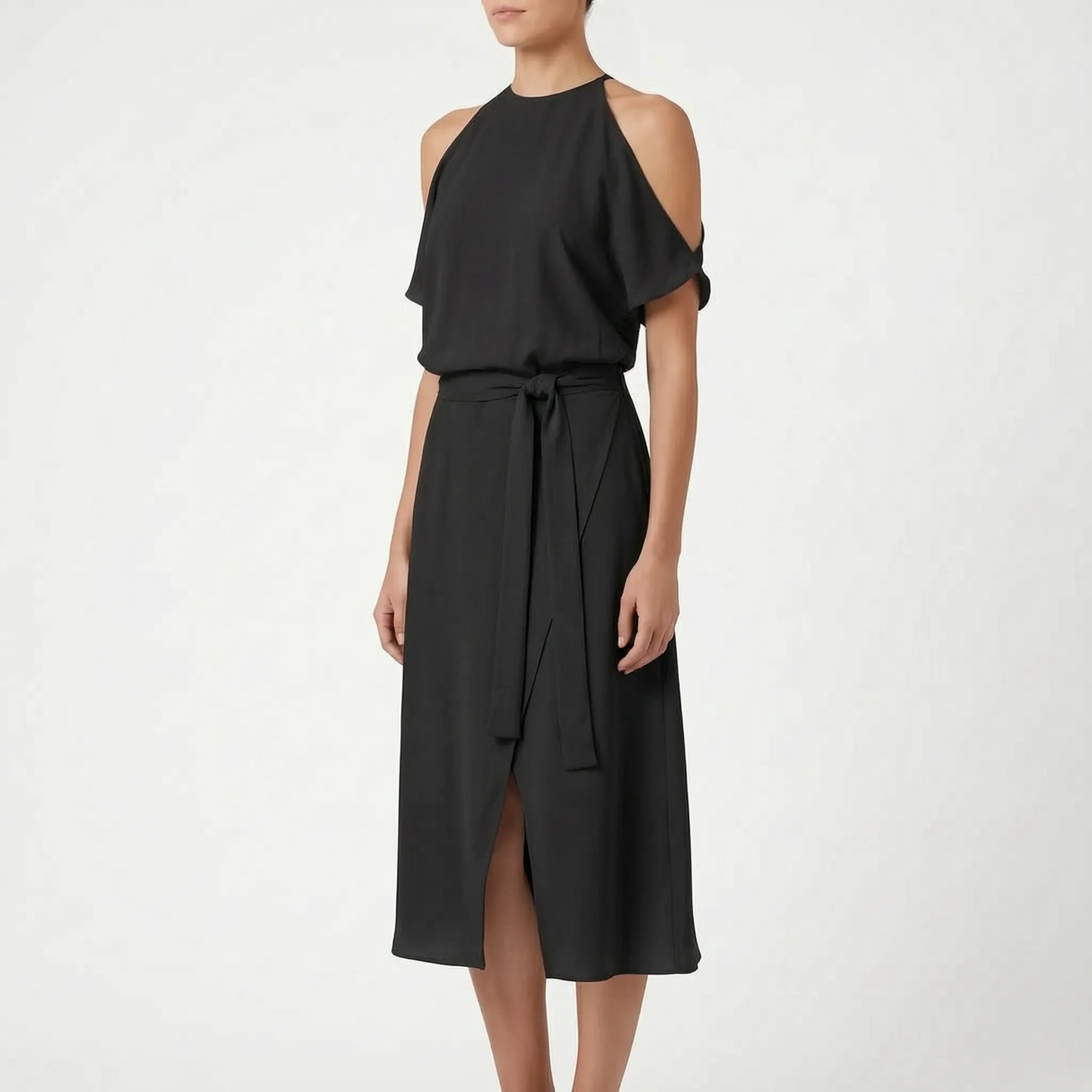 Elegante Midi-Jurk Met Overslagzoom | Navando