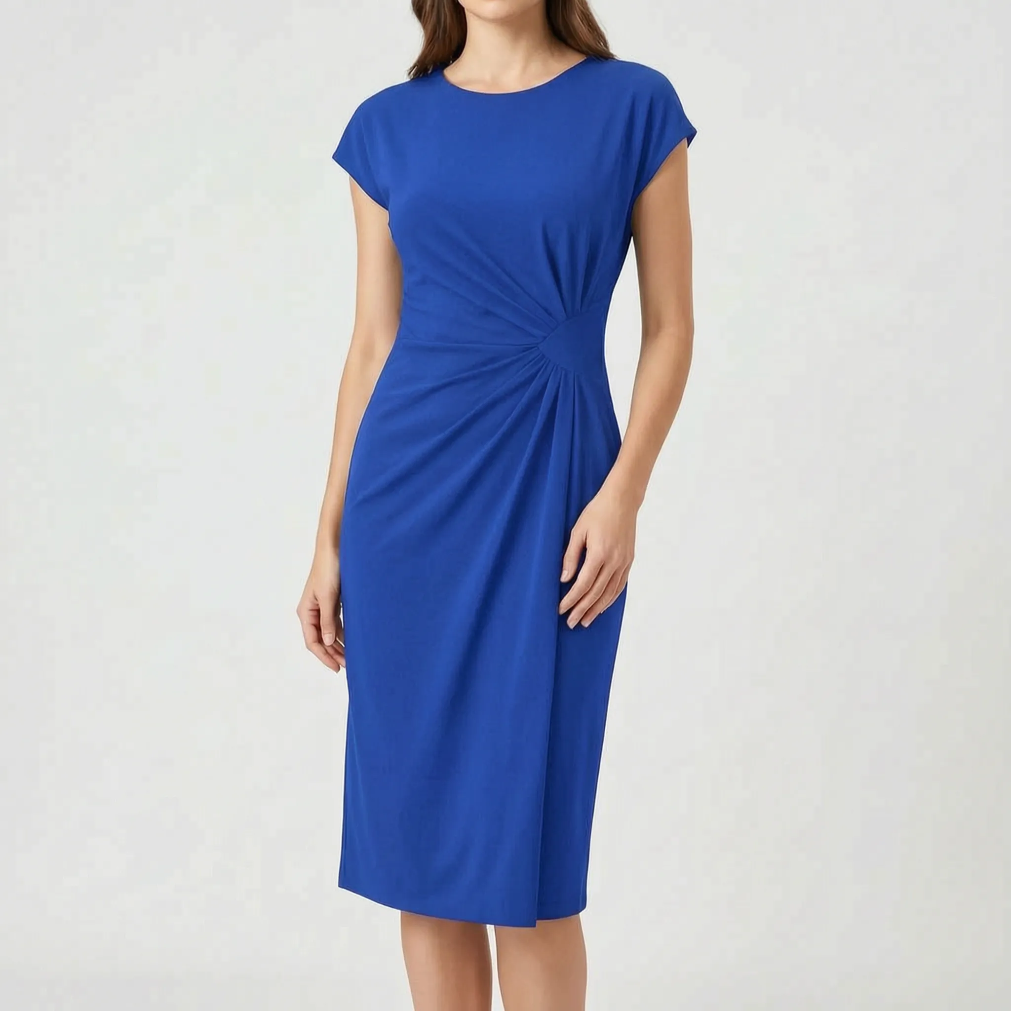 Elegante Midi-Jurk Met Ronde Hals | Navando