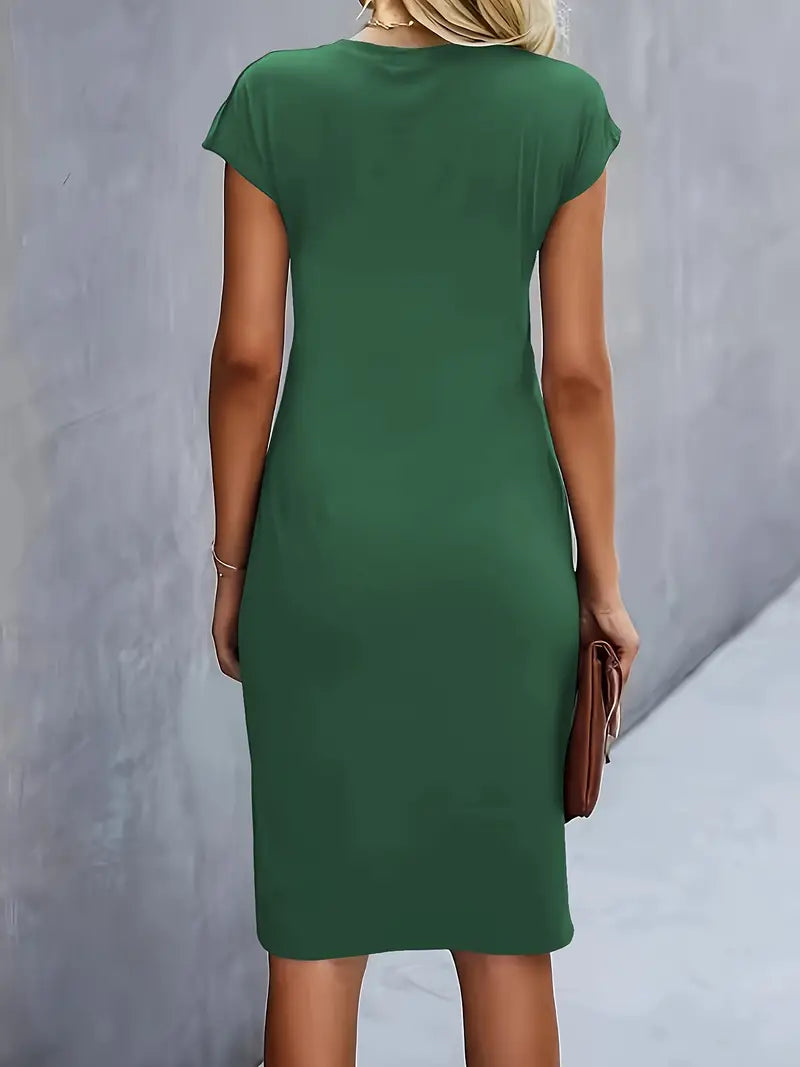 Elegante Midi-Jurk Met Ronde Hals | Navando