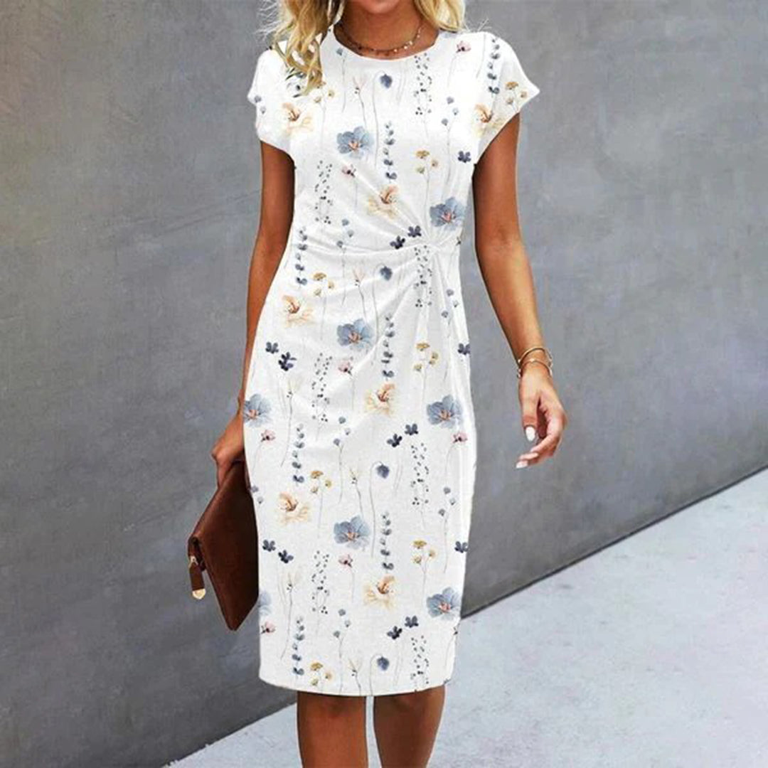 Elegante Midi Jurk Met Bloemen | Navando