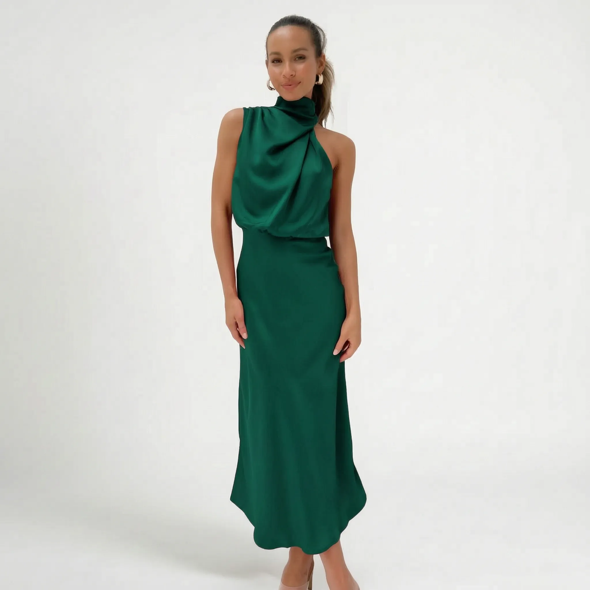 Elegante Mouwloze Midi-Jurk | Navando