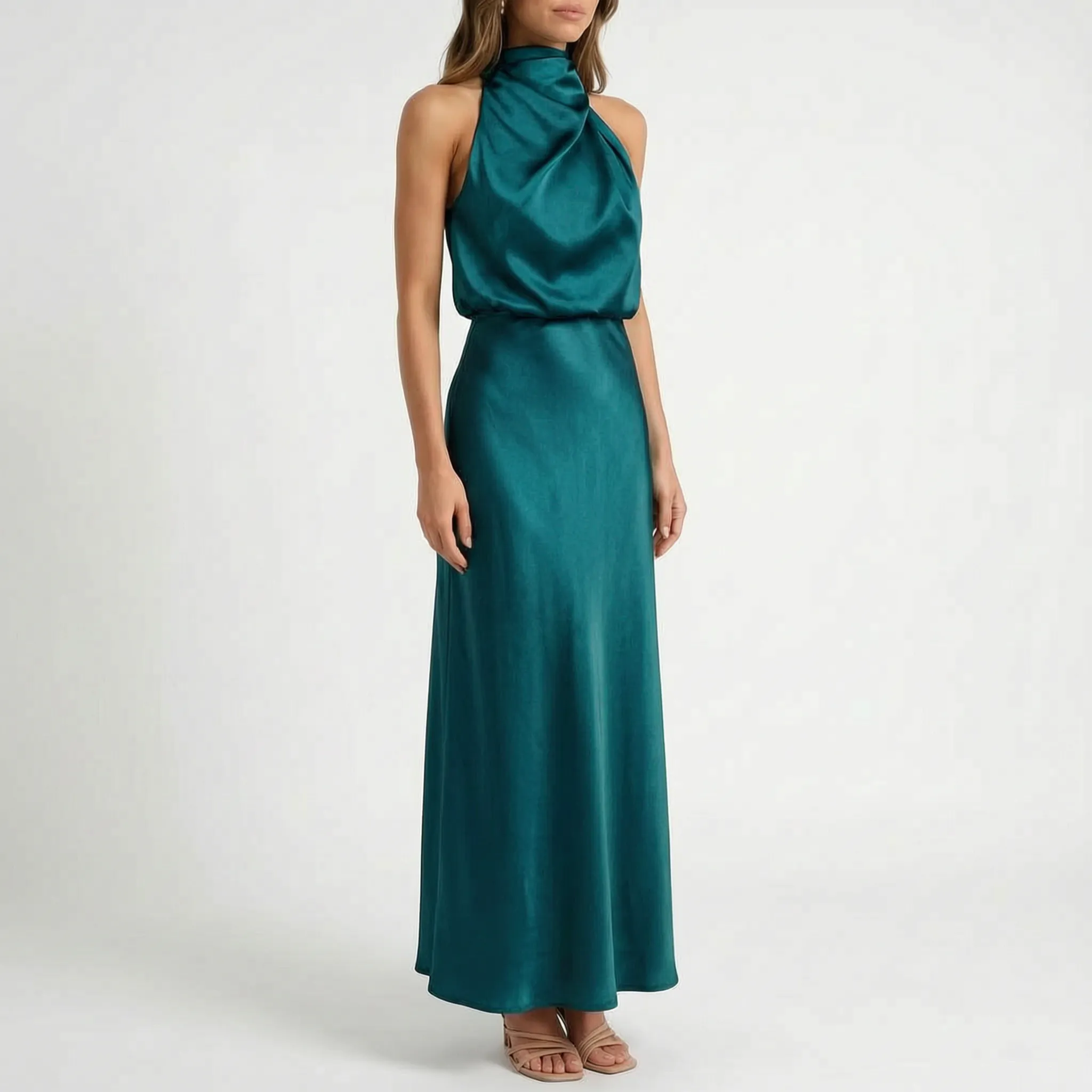 Elegante Mouwloze Midi-Jurk | Navando