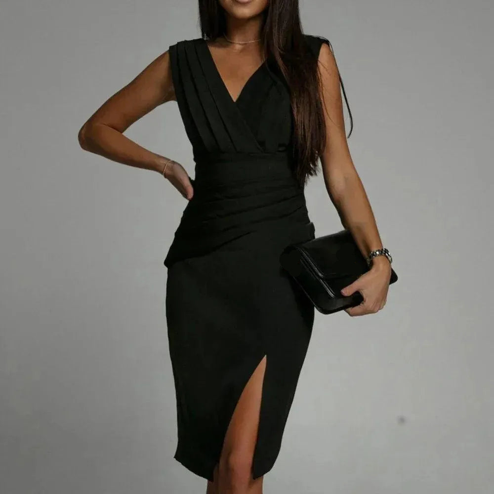 Elegante Mouwloze Midi-Jurk | Navando