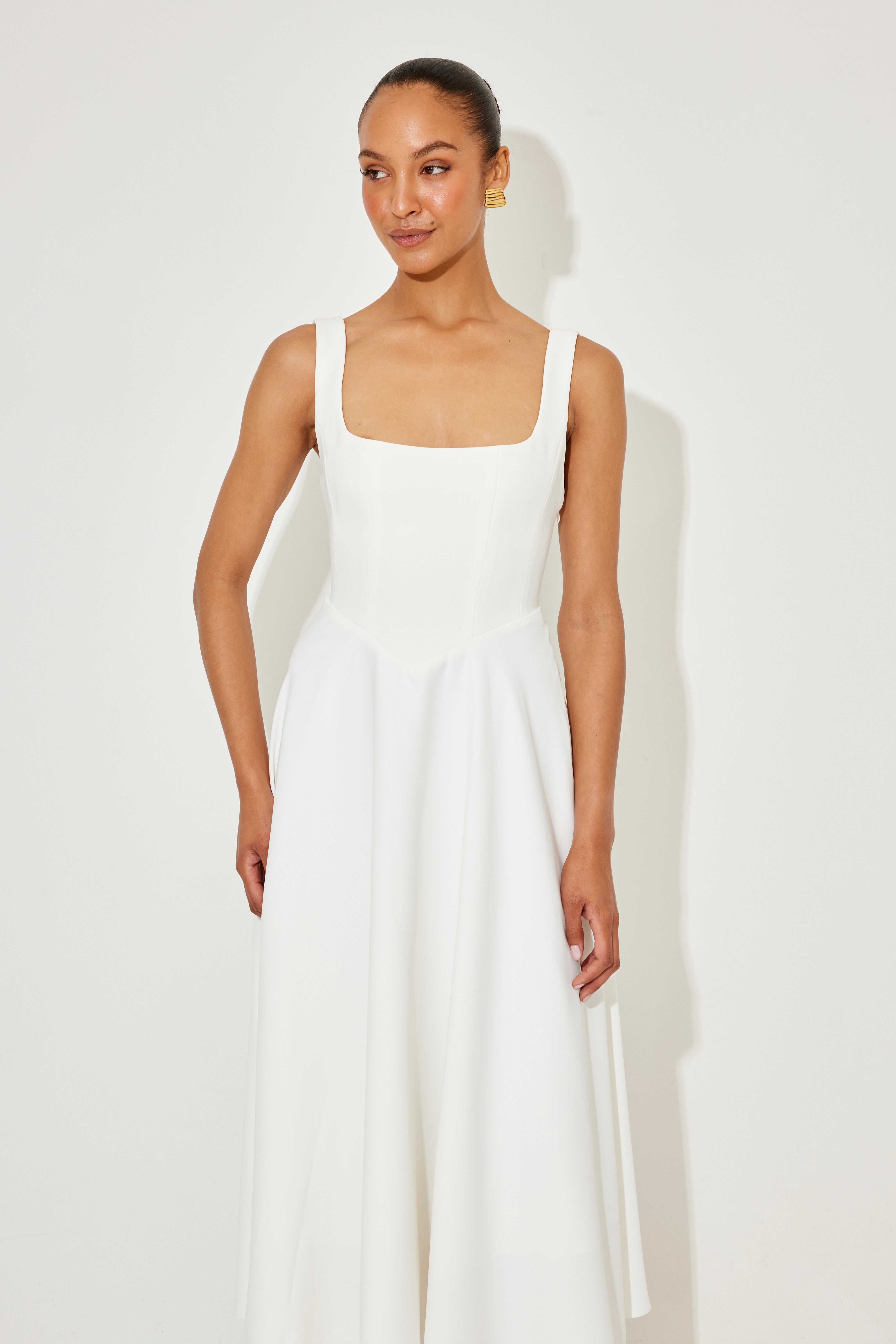 Elegante Mouwloze Midi-Jurk | Navando