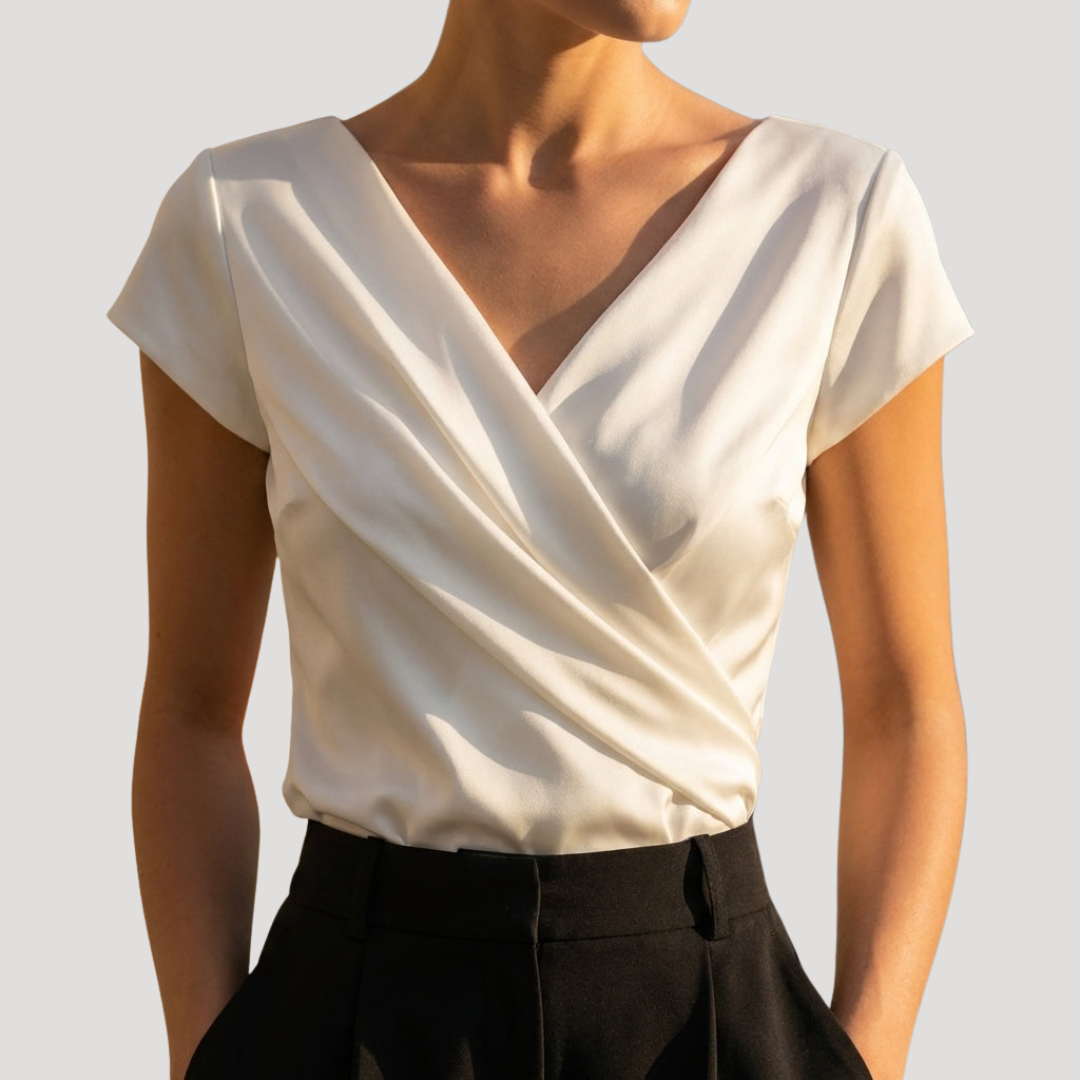 Elegante Overslagtop Met Korte Mouwen | Navando