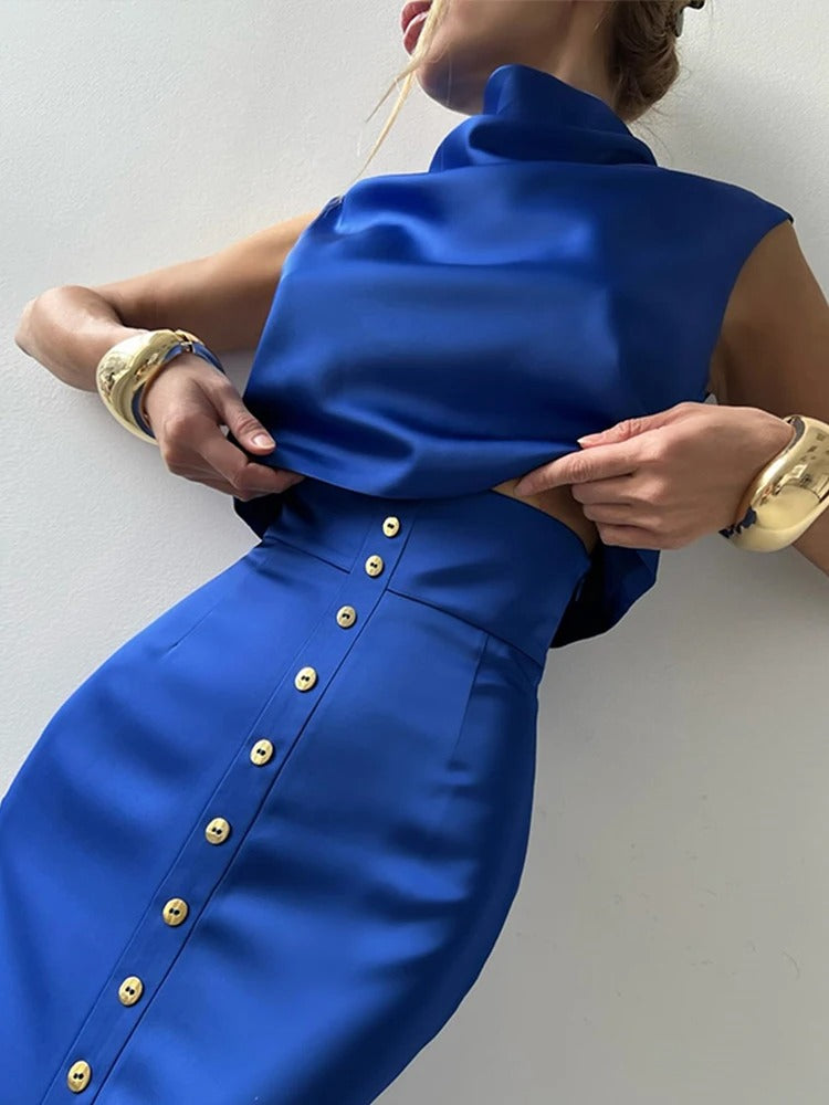 Elegante Tweedelige Set Met Maxirok | Navando