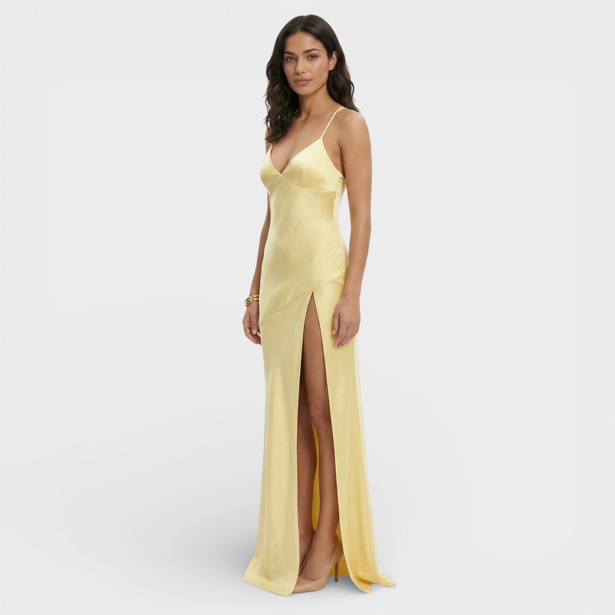 Elegante maxi jurk | V-hals, hoge split, dunne bandjes 1