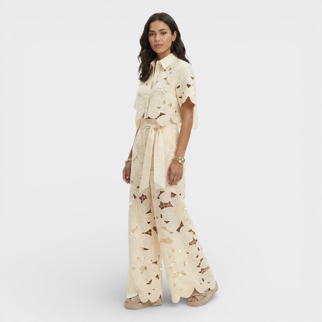 Elegante set | Reversoverhemd met wijde pijpenbroek 0