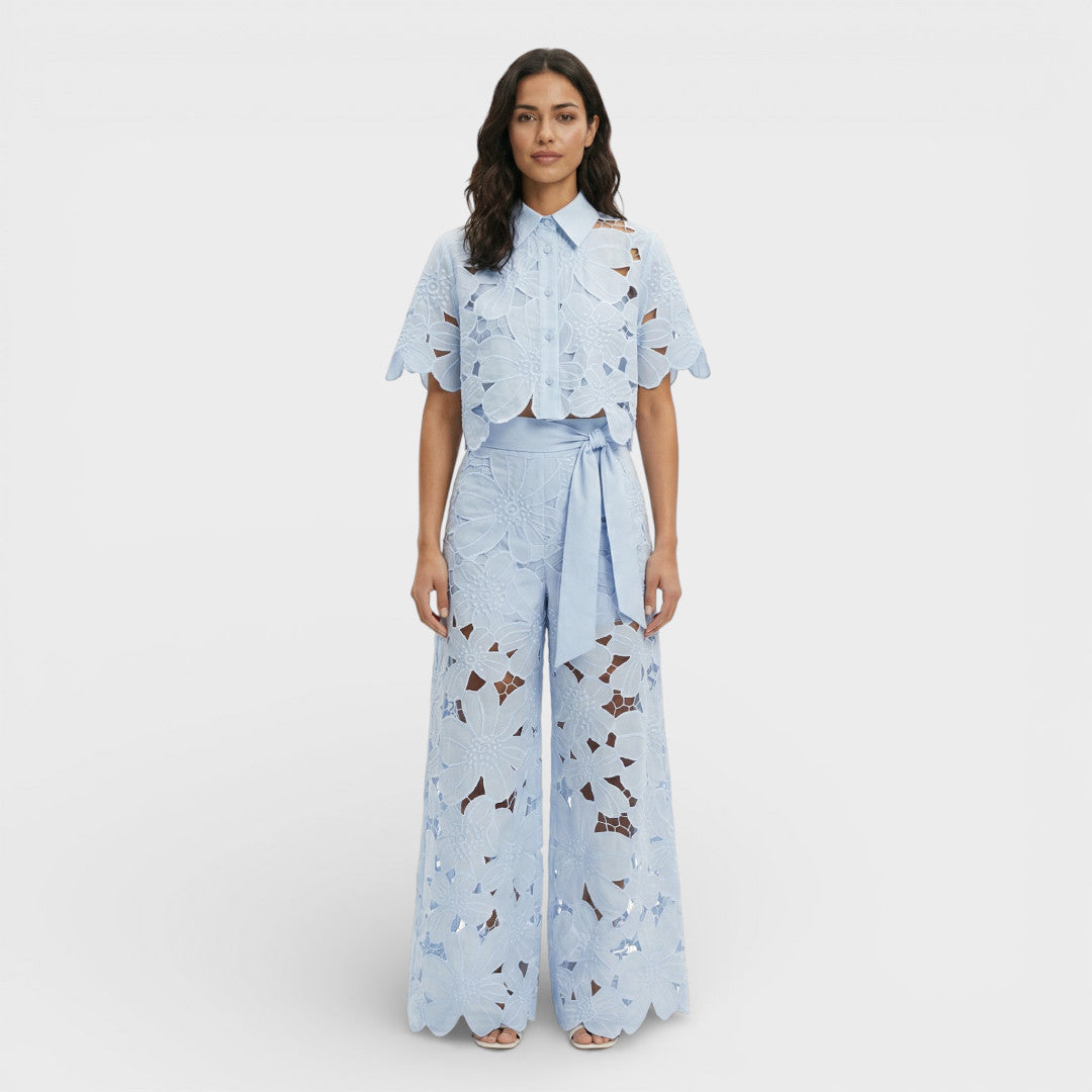 Elegante set | Reversoverhemd met wijde pijpenbroek 6