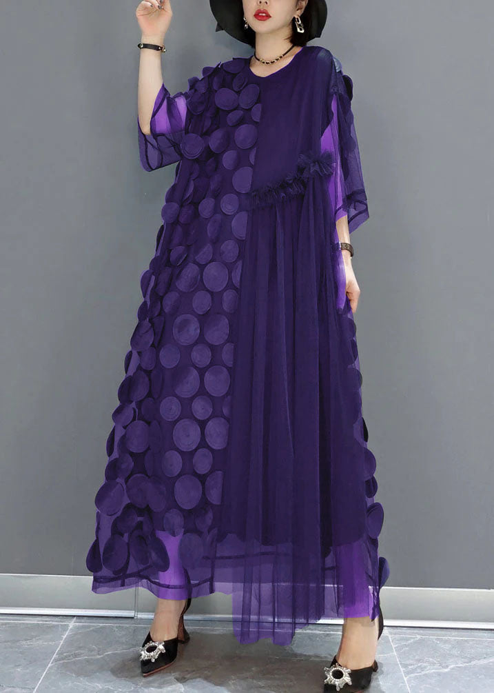 Elegante zwarte tule jurk | O-hals, asymmetrische halve mouwen, losvallende pasvorm 2