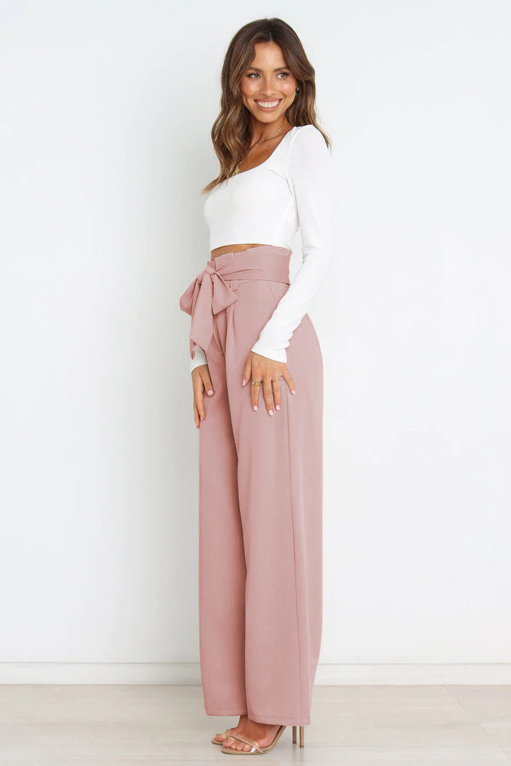 Elise | Elegante Palazzo Broek Met Strikceintuur