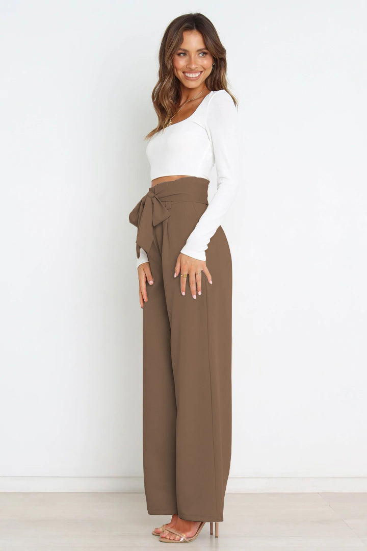 Elise | Elegante Palazzo Broek Met Strikceintuur