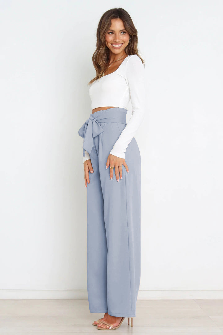 Elise | Elegante Palazzo Broek Met Strikceintuur