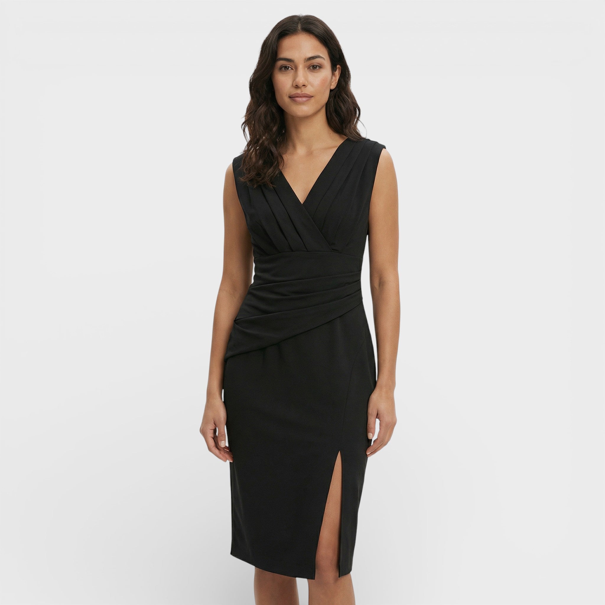 Escote | V-hals midi jurk met zijopening 5