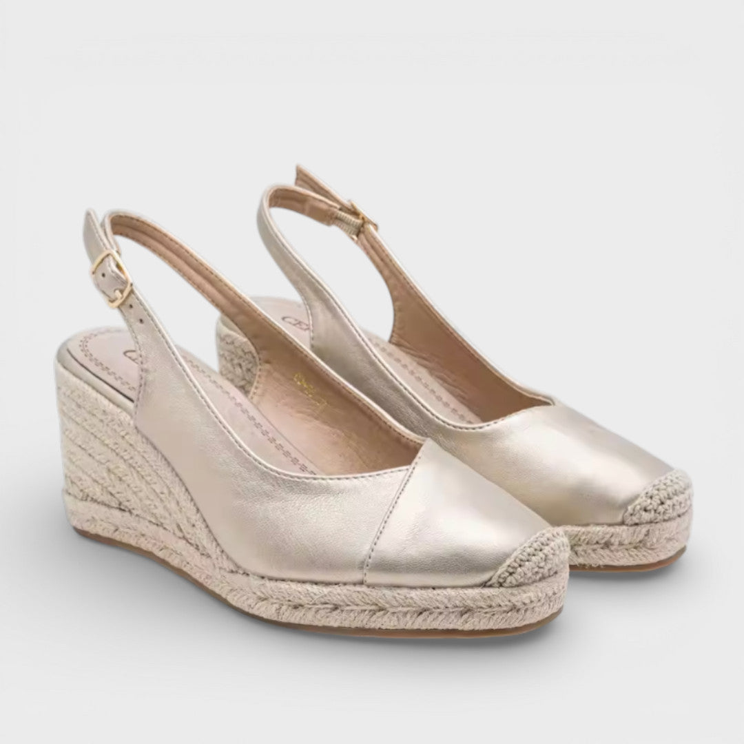 Espadrilles | Gesloten teen met sleehak en esparto-platform 0