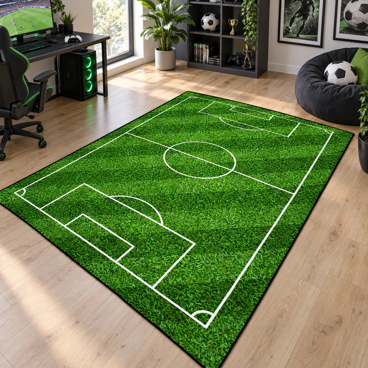 Evy | Sportief Vloerkleed Met Veldprint