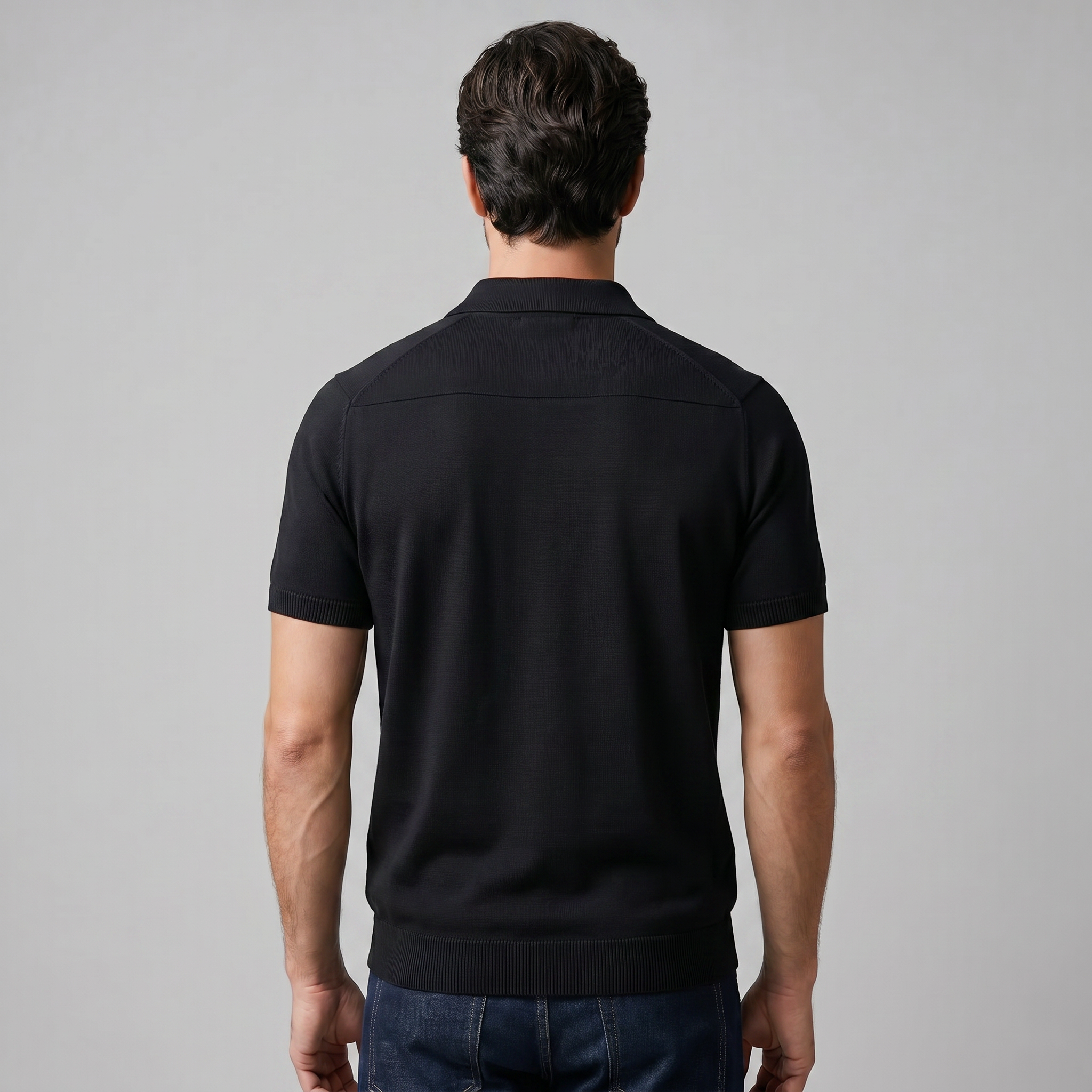 Fijngebreid Poloshirt Heren Met Open Kraag | Navando