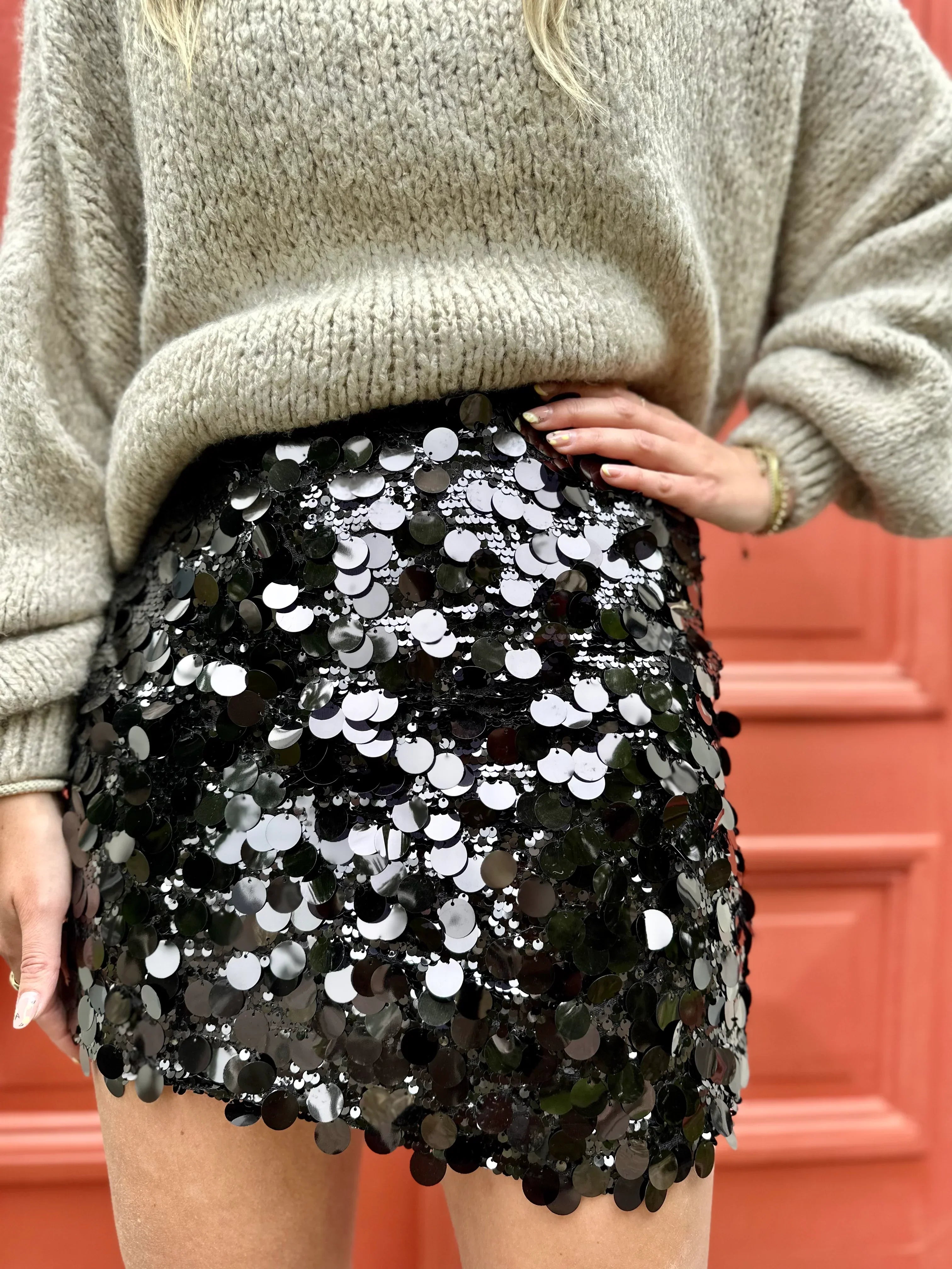 Fleur | Glinsterende pailletten mini rok met hoge taille 8