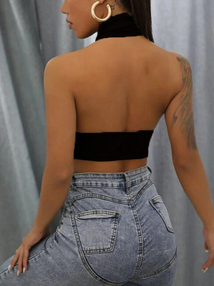 Xanthe - crop top halter d'été à encolure croisée pour femmes