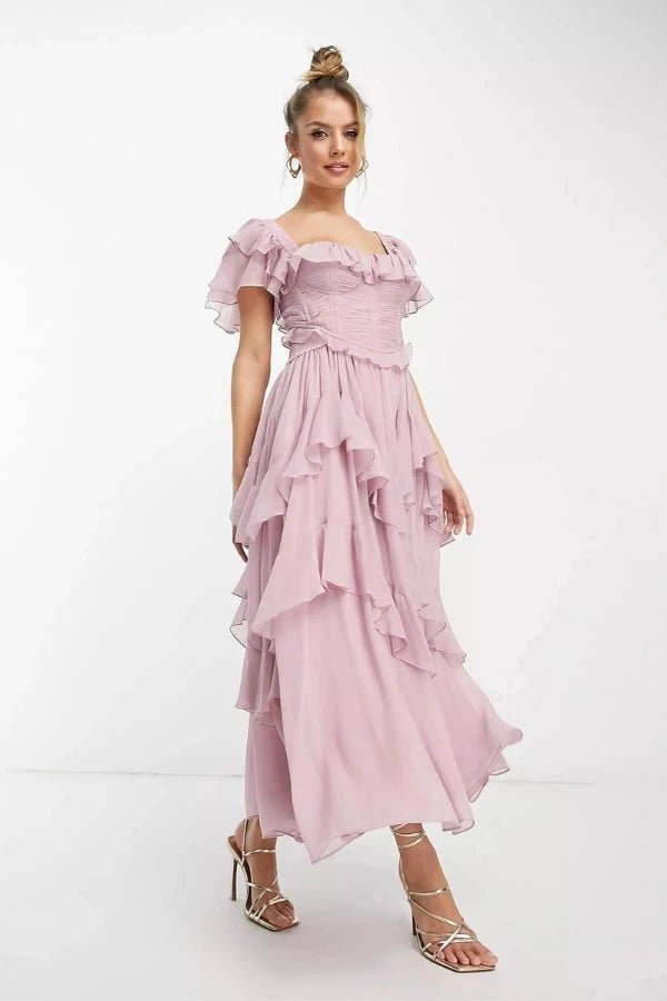 Freyna | Vederlicht chiffon co-ord set met gelaagde lagen 1