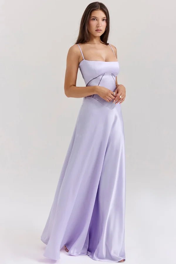 Gabriella | Zijdeachtig satijnen maxi-jurk met korsetdetail 11