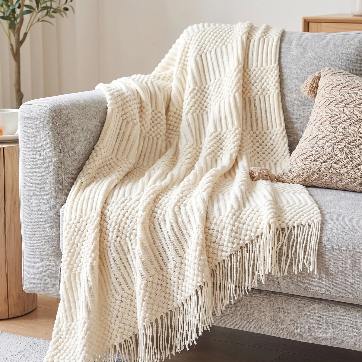 Gebreide Deken Voor Extra Warmte Met Scandinavisch Ontwerp