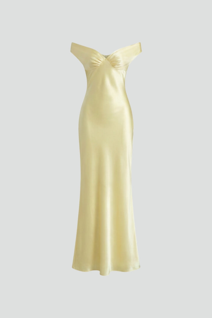 Gele Off Shoulder Maxi Jurk | Navando