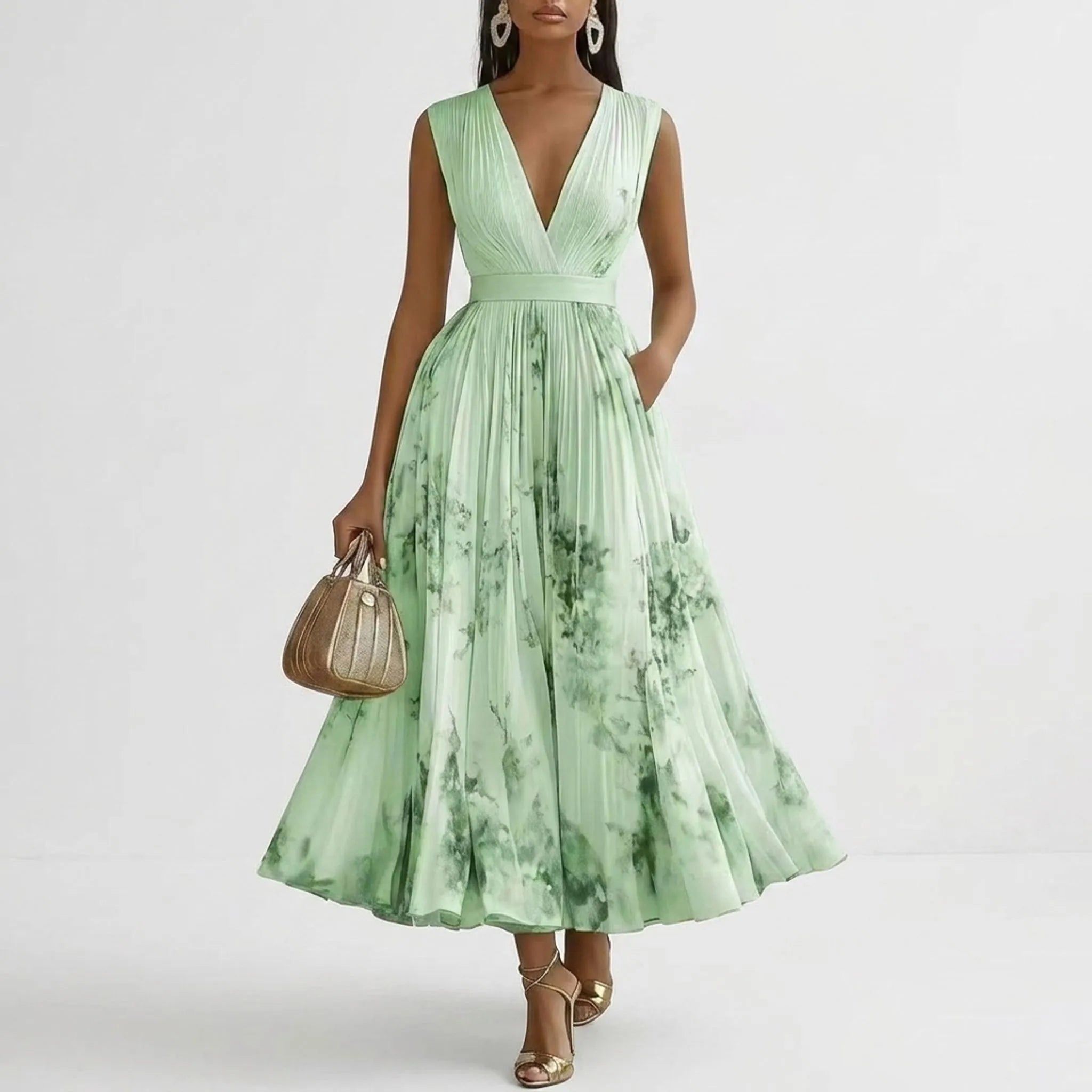 Geplooide Maxi-Jurk | Navando