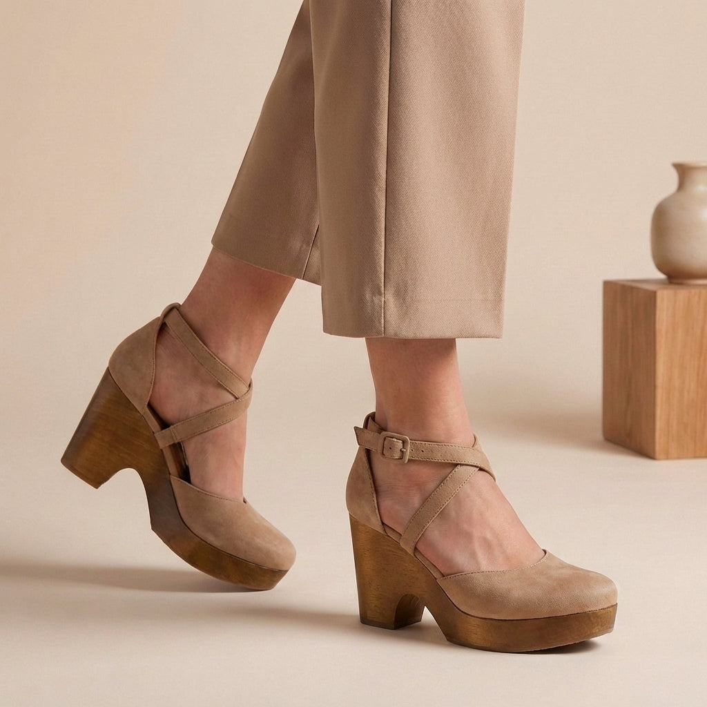 Gesloten Pump Met Kruisbandjes En Plateauzool | Navando