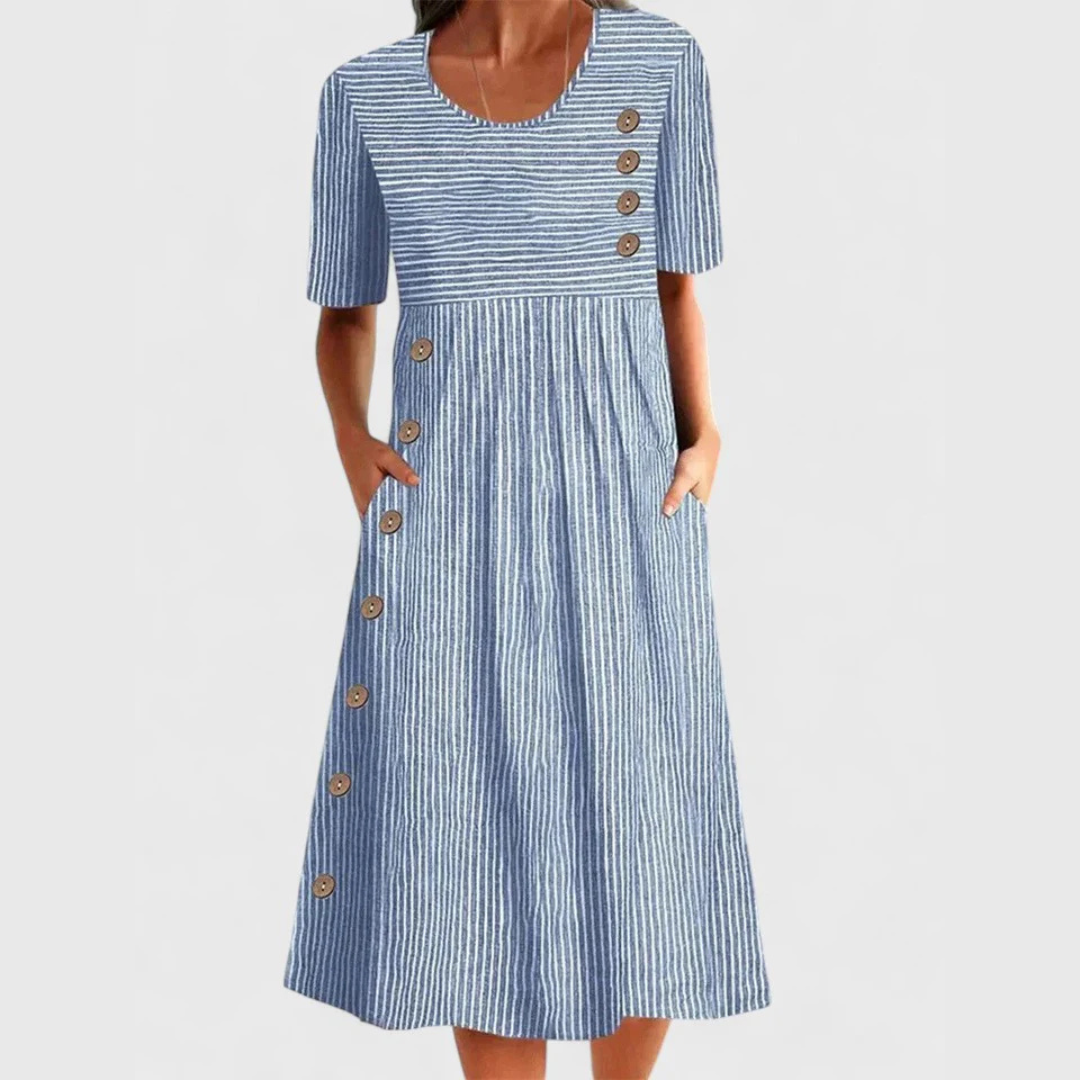 Gestreepte Midi-Jurk | Navando