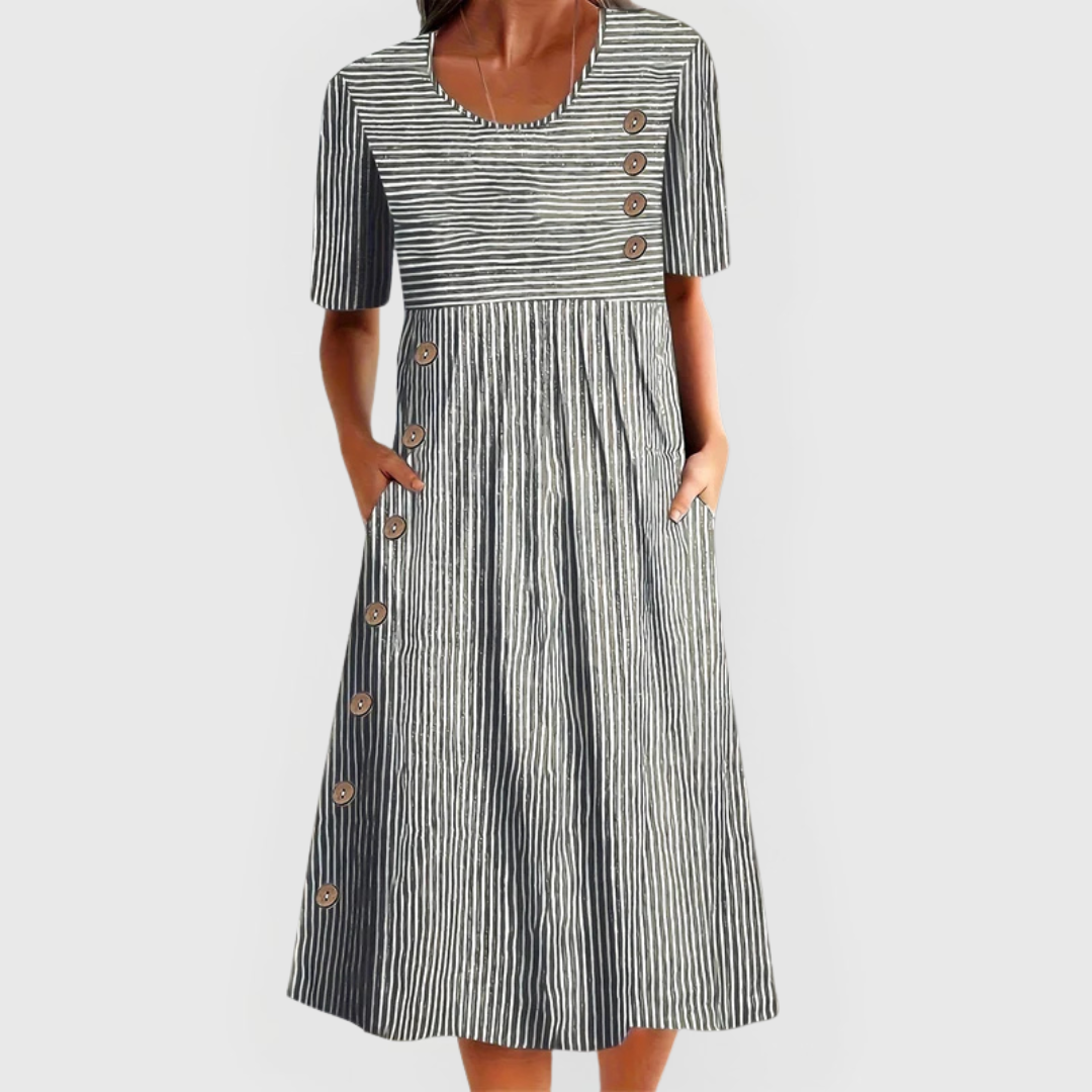 Gestreepte Midi-Jurk | Navando