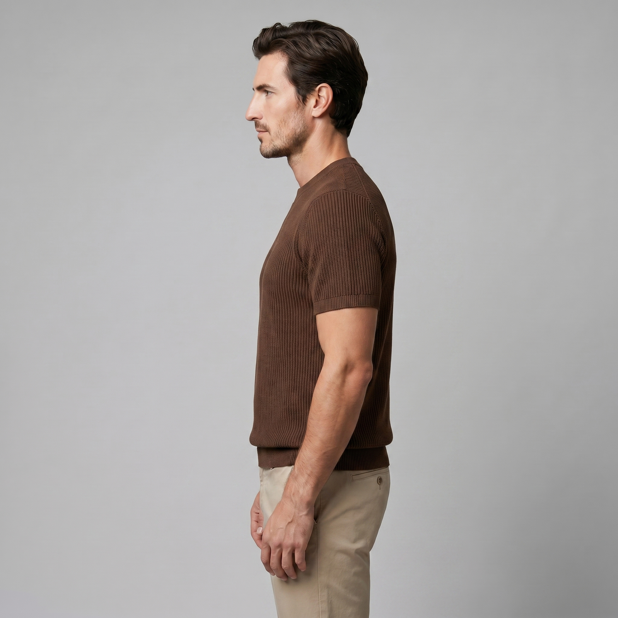 Gestructureerd Gebreid T-Shirt | Navando