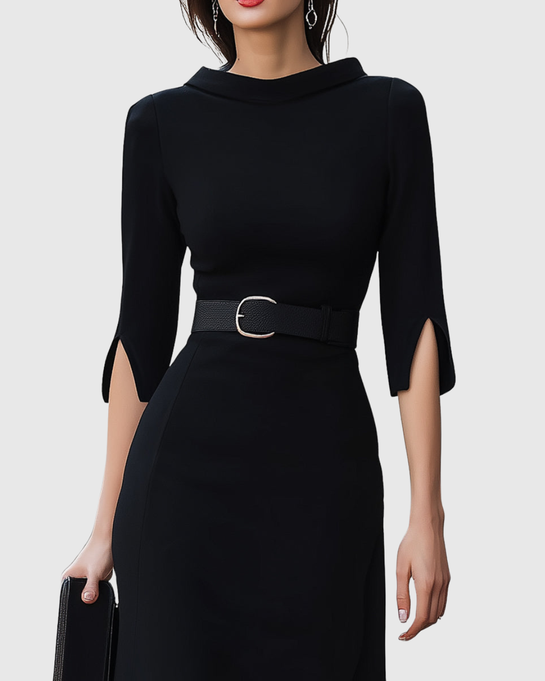 Gestructureerde Asymmetrische Formele Midi Jurk | Navando