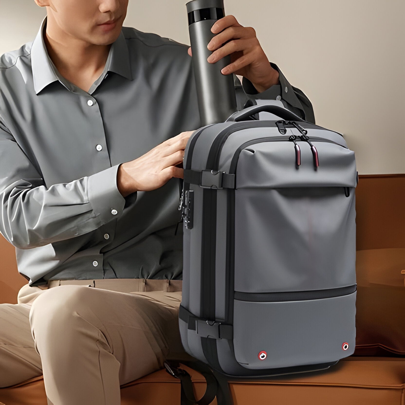 Gestructureerde Vacuum Rugzak Voor Handbagage | Navando