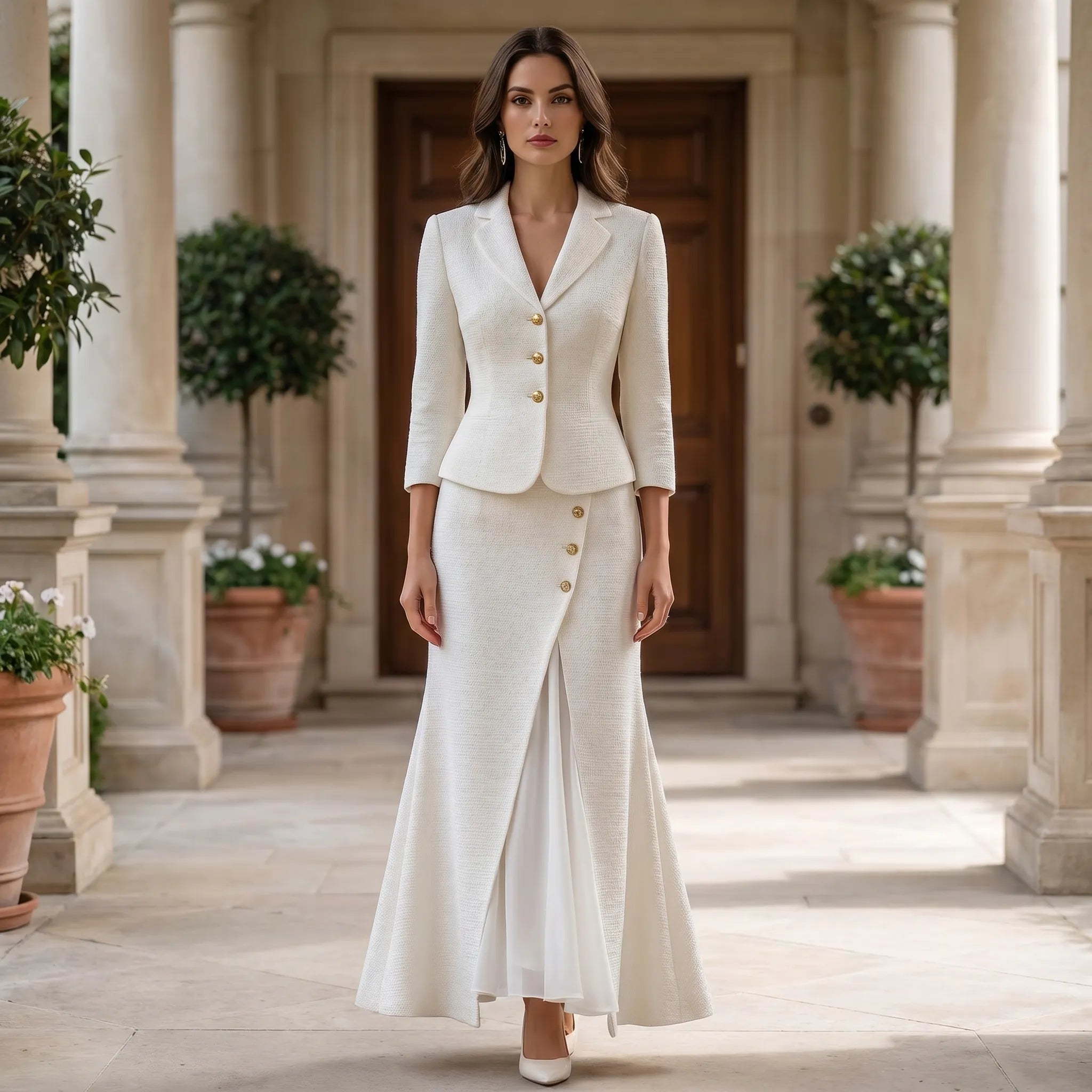 Getailleerde Blazer Met Peplumtaille En Goudkleurige Knopen | Navando