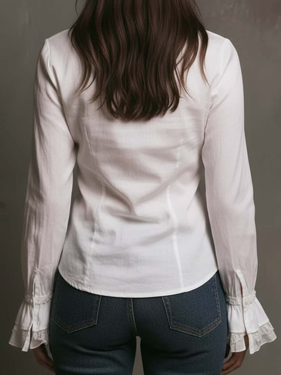 Getailleerde Blouse Met Kanten Biezen En Ruches | Navando