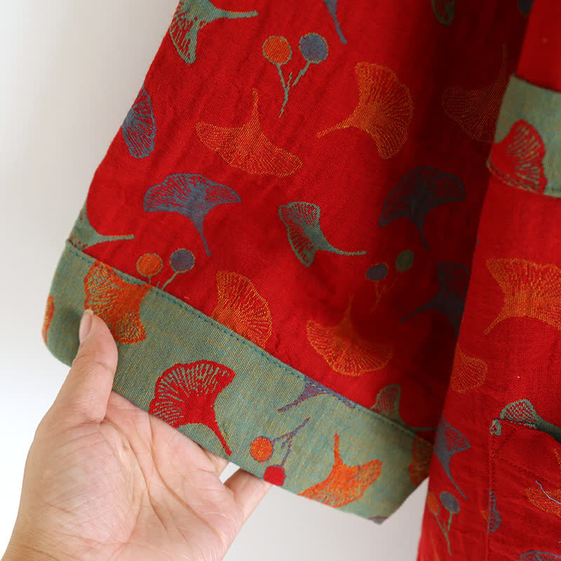 Ginkgo | Tweekleurige katoenen kimono gewaad 6