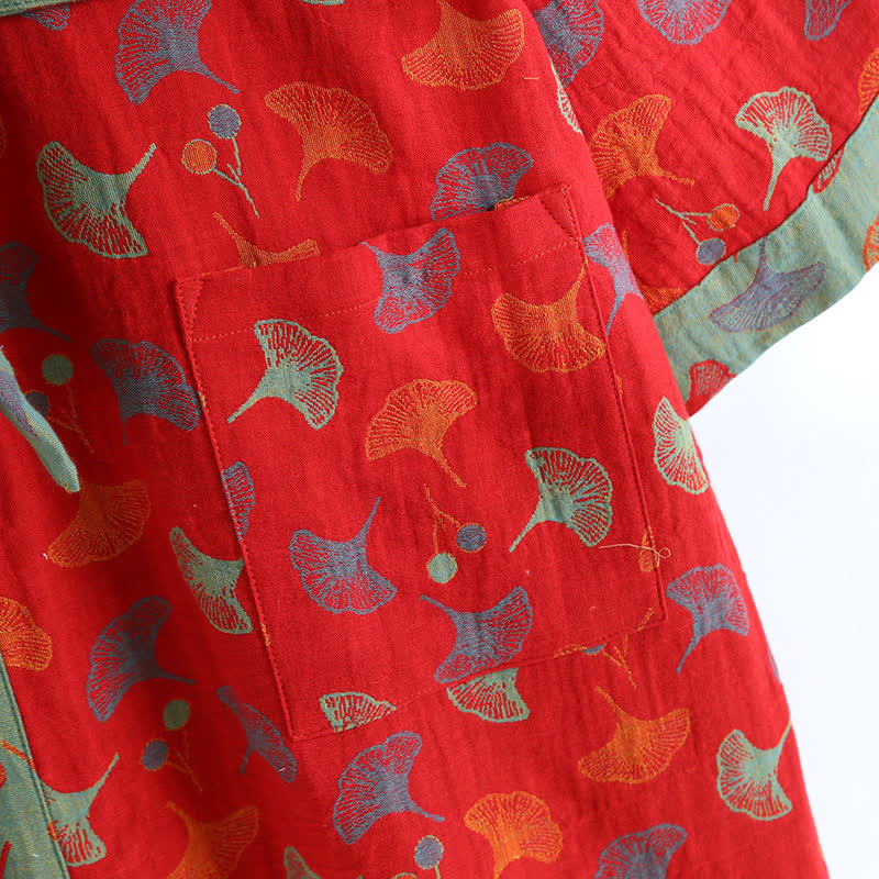 Ginkgo | Tweekleurige katoenen kimono gewaad 7